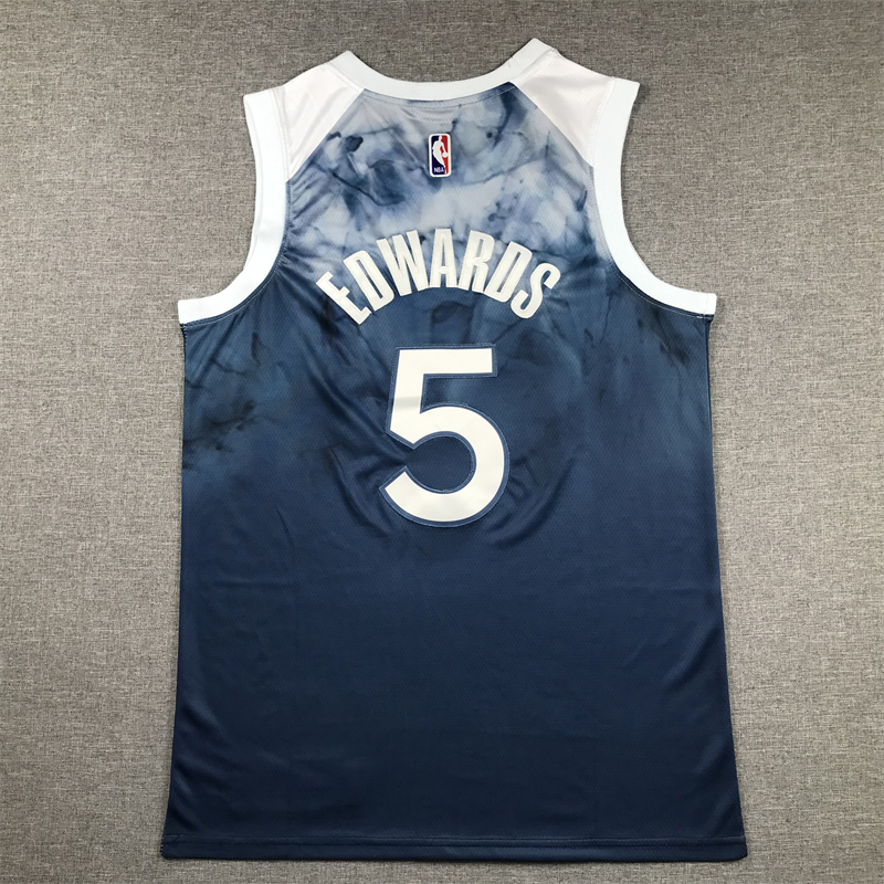 Men Minnesota Timberwolves #5 Edwards Blue City edition 2024 Nike NBA Jersey style 1